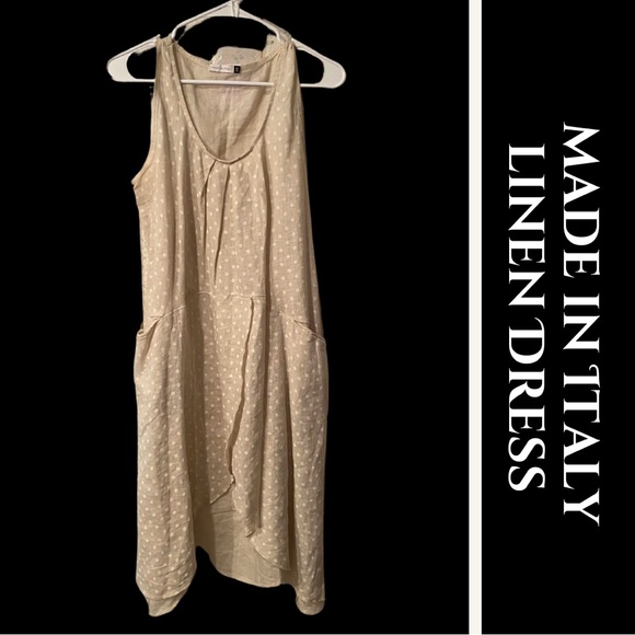 Made in Italy Dresses & Skirts - Made in Italy Linen Polka Dot Tunic Dress